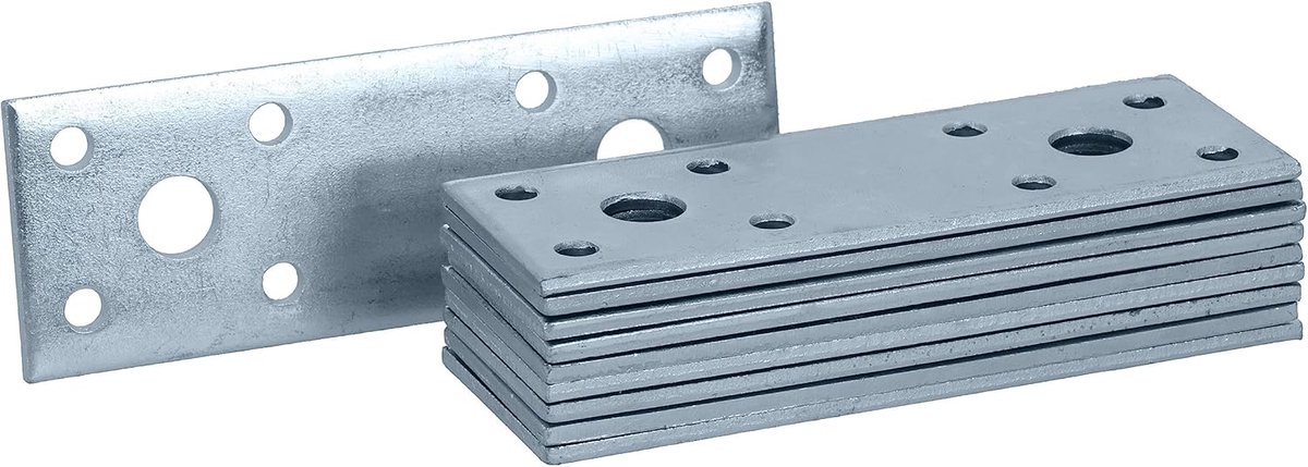Platte verbindingsplaat - 12 stuks - gegalvaniseerd - 35 x 100 mm