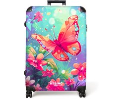 NoBoringSuitcases.com NoBoringSuitcases.com® - Koffer groot - Reiskoffer lichtgewicht - Vlinder - Bloemen - Kleurrijk - Rolkoffer met 4 wielen - Grote trolley XL - 98 liter bagage