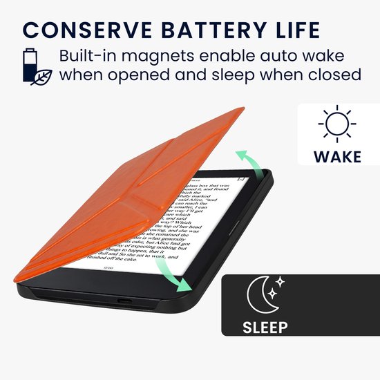 kwmobile e-reader hoesje geschikt voor Kobo Clara 2E hoes - Ereader flip case met standaard - E reader cover van kunstleer - In oranje — afbeelding 3