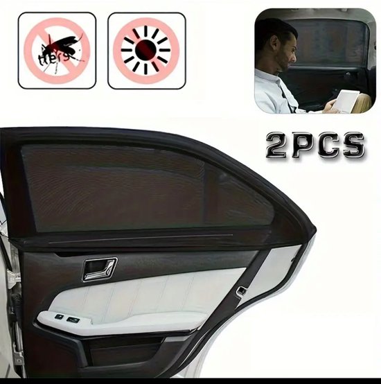 Zonwering voor in de auto met gecertificeerde UV-bescherming - universele zonneklep voor zijruiten - meshmateriaal beschermt passagiers kinderen en huisdieren - 2 stuks (XL) - autozonwering auto accessoires - Zonnescherm van Merkloos — afbeelding 3