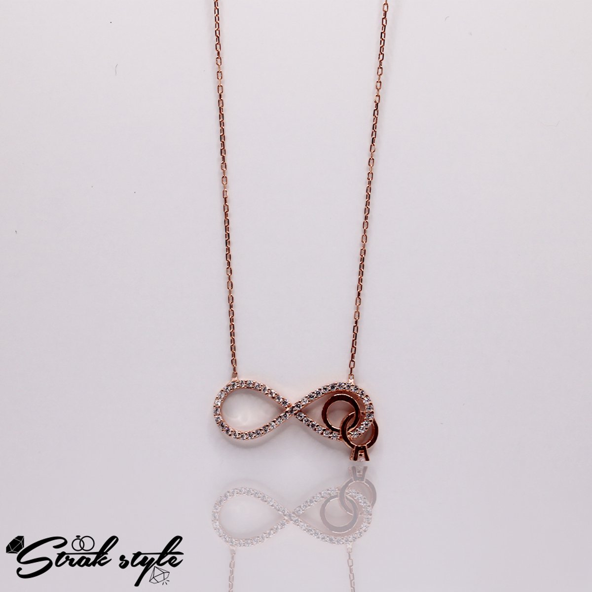 925 Sterling Zilveren Ketting met Infinity Hanger Roségoud Elegant Sieraad voor Dames Symbool van Oneindige Liefde
