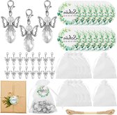 Allecto Plus - Beschermengel Hangers voor Bruiloft - Set van 32 - Sleutelhanger met Organzazakje - Bruiloft Communie Afscheidsgeschenken