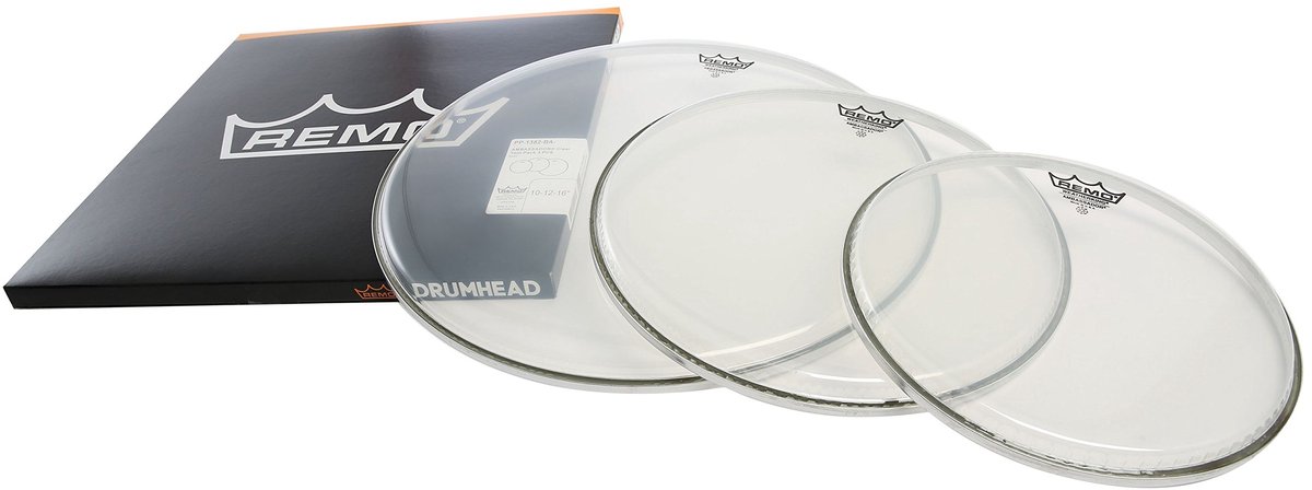 Remo velSet Ambasador, clear, standaard: 12",13",16" - Drumvellen set