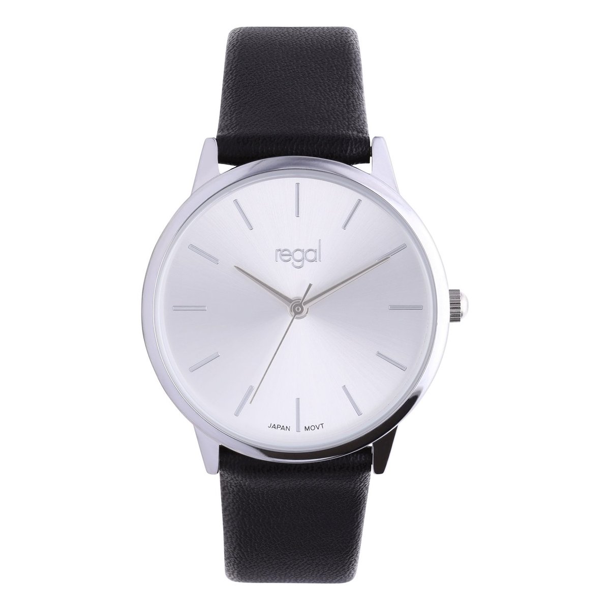 Lucardi Dames Regal dames horloge zwart, zilver wijzerplaat - Horloge - PU leer - Zwart - 27.50 mm