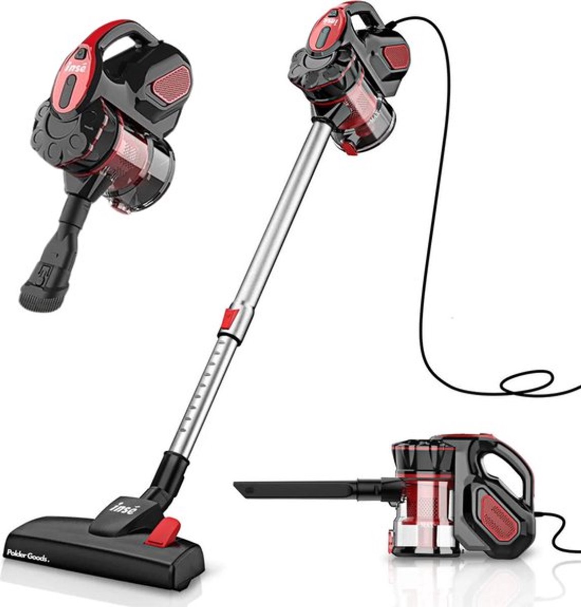stofzuiger - stofzuiger zonder zak - Stofzuiger met snoer INSE I5 18Kpa Krachtige zuigkracht 600W Motor Stick Handstofzuiger voor thuis Dierenhaar Harde vloer