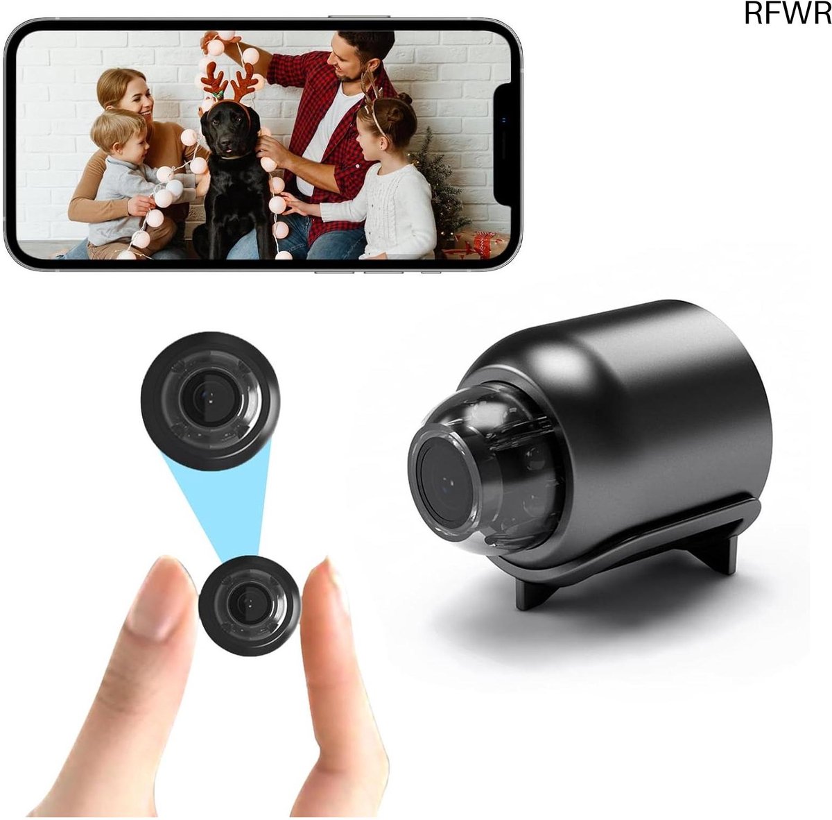 RFWR® Draadloze Mini Camera met Nachtzicht en Bewegingsdetectie - Verborgen WiFi Beveiligingscamera voor Thuis en Kantoor