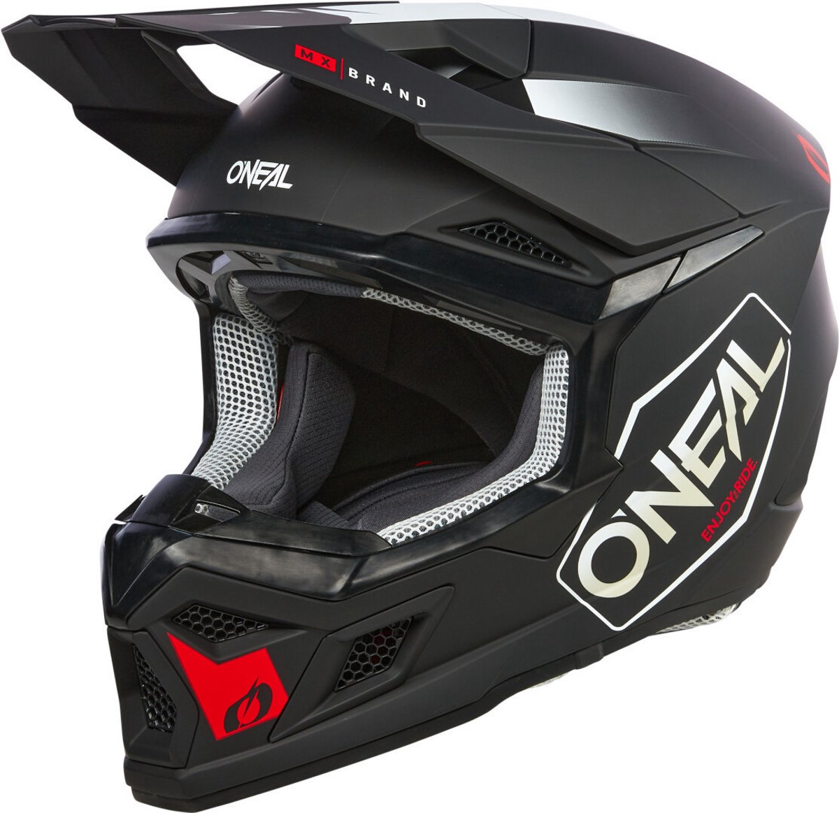 O'NEAL 3SRS Hexx Zwart Wit Rood Crosshelm - Helm