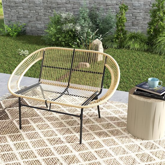 Casaria Tuinbank Polyrattan Weerbestendig UV-bestendig 122x90x58cm