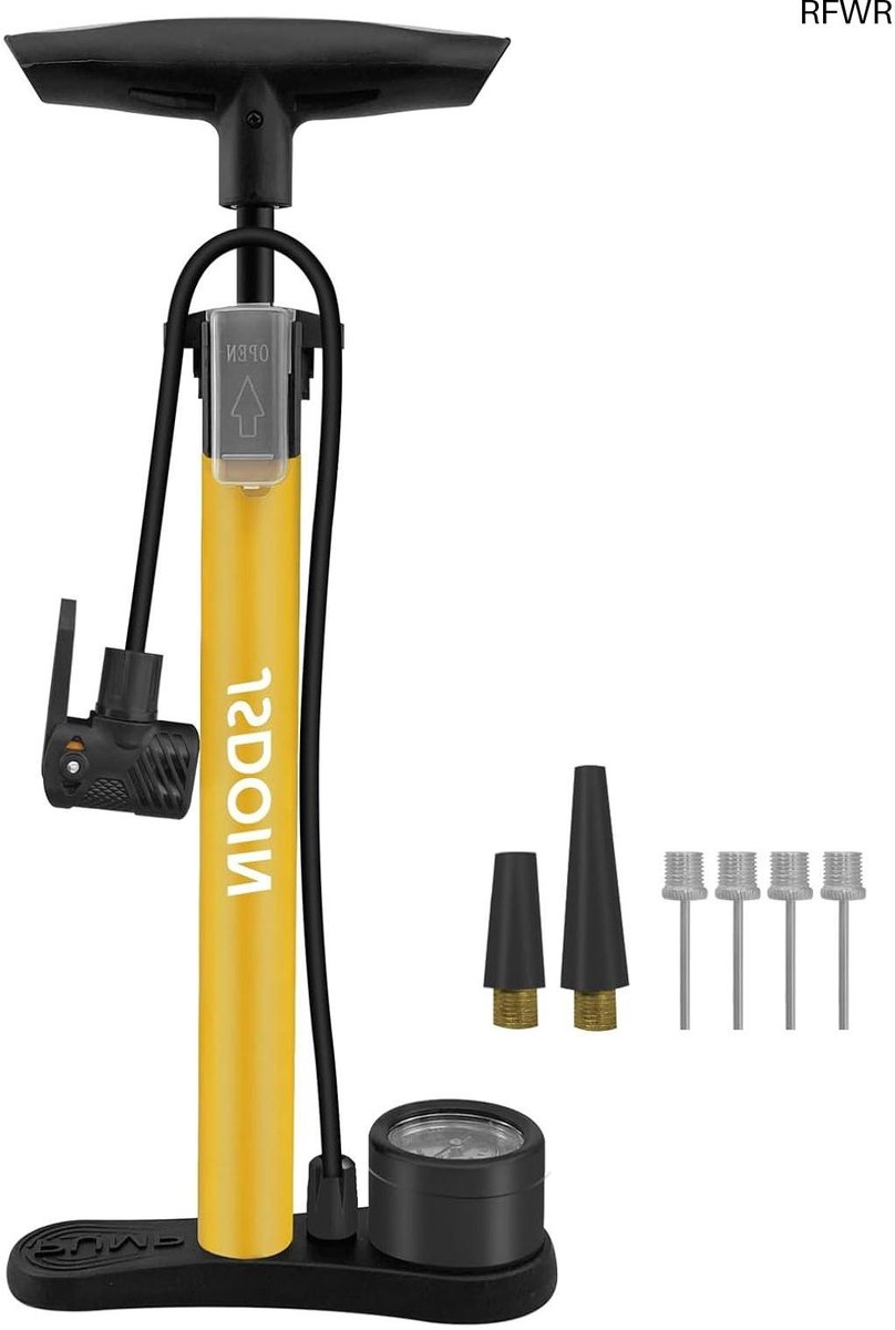 RFWR® Staande fietspomp met manometer - Hoge druk tot 160 PSI - Geschikt voor alle ventielen - Geel