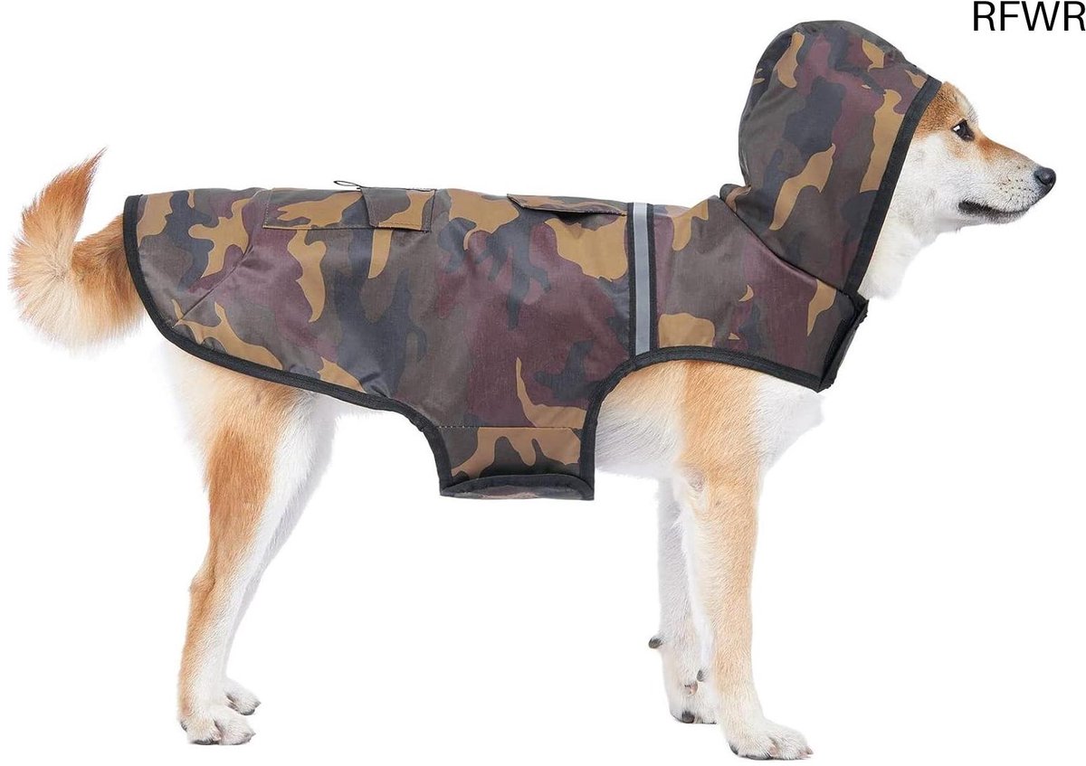 RFWR® Waterdichte hondenjas met capuchon voor middelgrote en grote honden Lichtgewicht en ademend Grijs