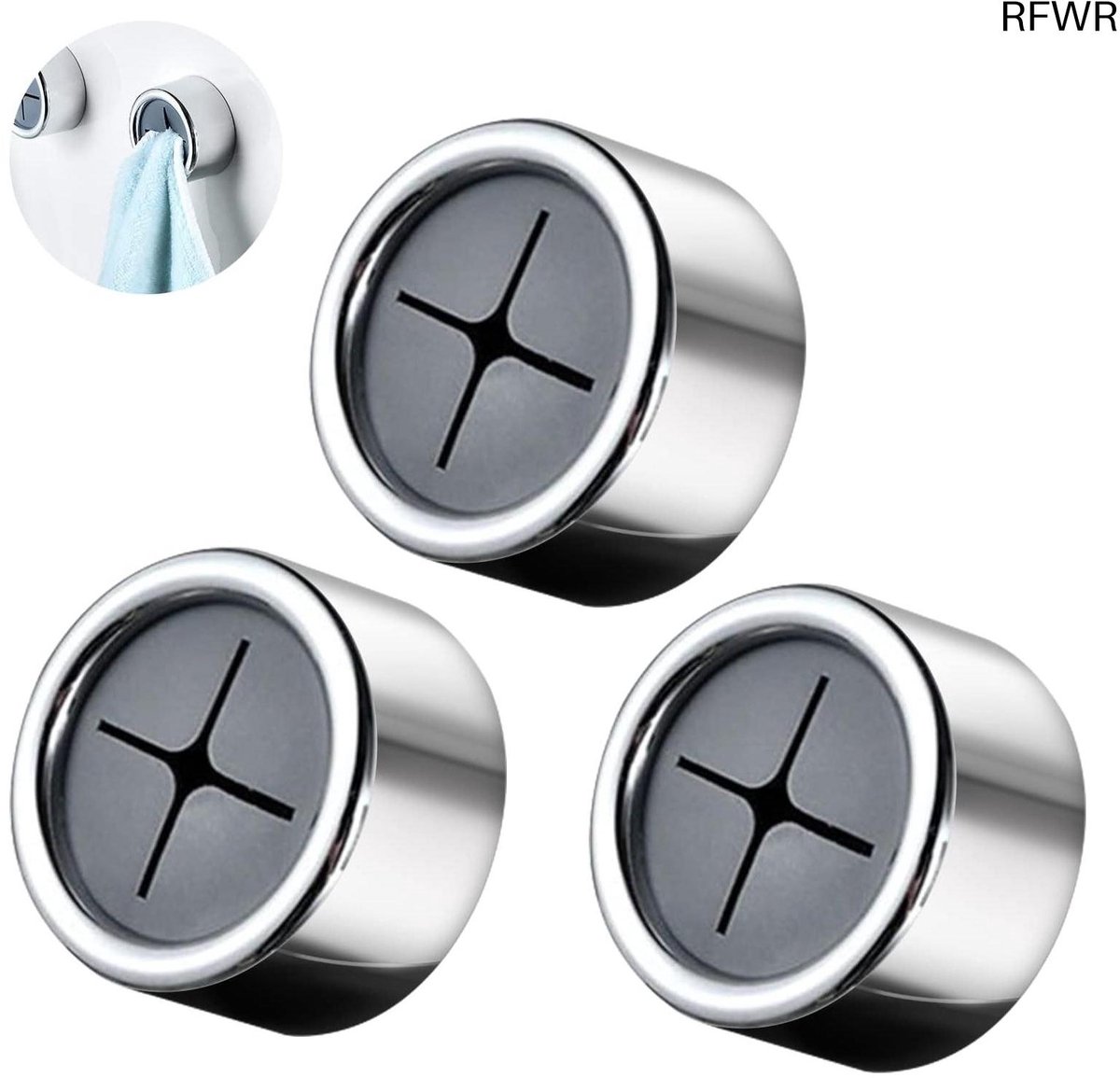 RFWR® Zelfklevende Handdoekhaken 3 Stuks - Ronde Handdoekklemmen voor Badkamer en Keuken