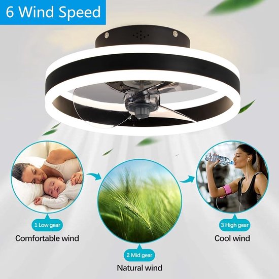Omkeerbaar Plafondventilator met Licht en Afstandsbediening Rustig 6 Snelheden Slaapkamer Led Plafondventilator met Verlichting Woonkamer Modern 40cm 24w Dimbaar Klein Plafondlicht,Gold