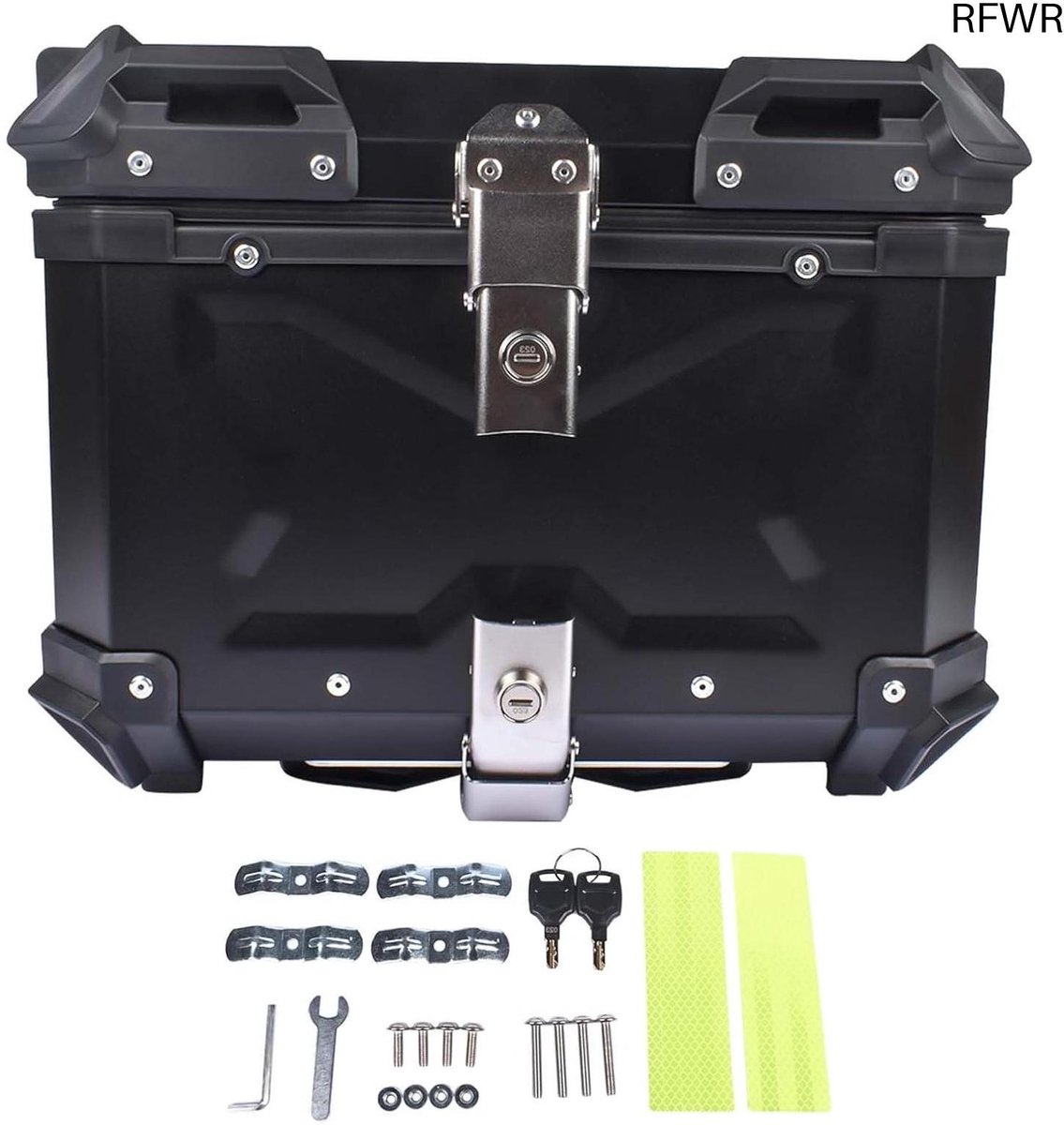 RFWR® 45 Liter Motorfiets Topcase Aluminium Achterbox - Waterdichte Koffer voor Helm met Veiligheidsslot