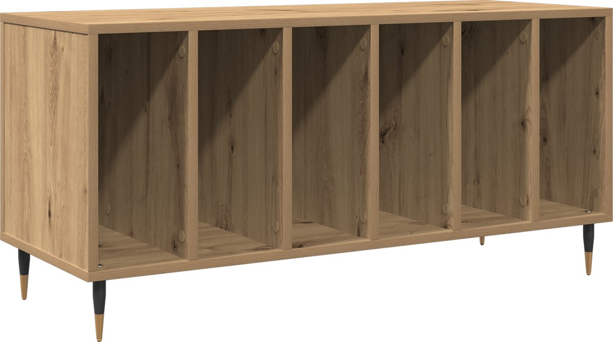 vidaXL - Platenkast - met - plank - artisanaal - eikenkleurig - 100 - x - 38 - x - 48 - cm