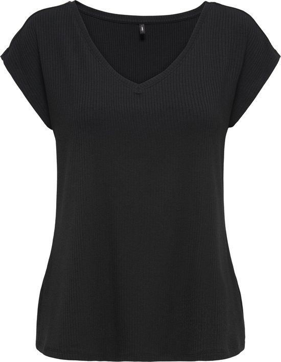 Only T-shirt Onl30 Ari S/s V-neck Top Cs Jrs 15367570 Black Dames Maat - S