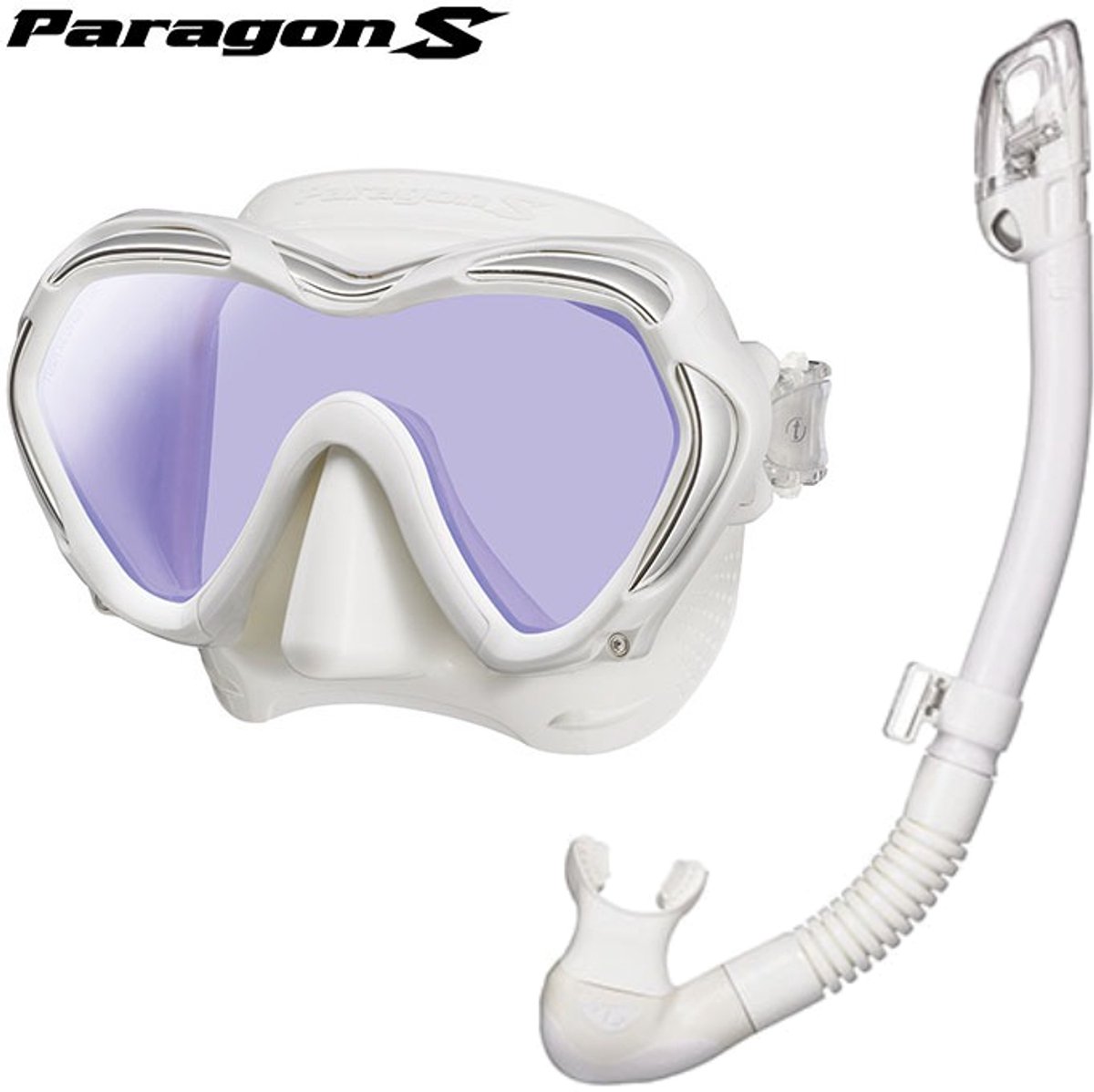 TUSA Paragon S Duikmasker + TUSA Hyperdry Elite II Snorkel – Premium Set - White