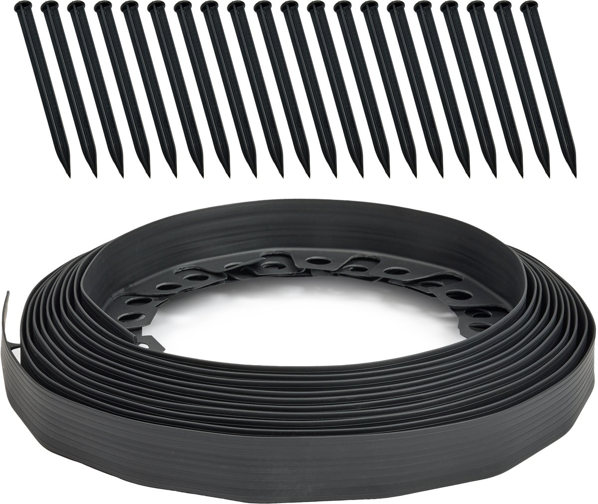Garronda – Bedranding - Kunststof Stoeprand met Bevestigingsankers – 10 m x 4 cm met 20 Bevestigingsnagels – GD-JBM-Rollborder1000