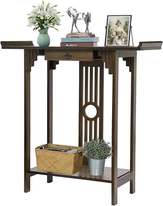 Consoletafel smalle ingangstafel voor woonkamer, smalle houten accenttafels met metalen poten, hoge ultradunne salontafel voor woonkamer, keuken(Gold,120cm/47.2in