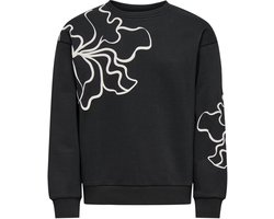 ONLY KOGODESSA LIFE L/S O-NECK BOX UB CP SWT Meisjes Trui - Black Blurry Flower