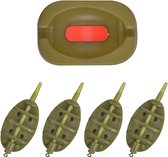 Set de 4 feeders en ligne pour la pêche à la carpe, avec 1 moule en caoutchouc. Accessoires de vêtements pour bébé Pêche à la carpe.