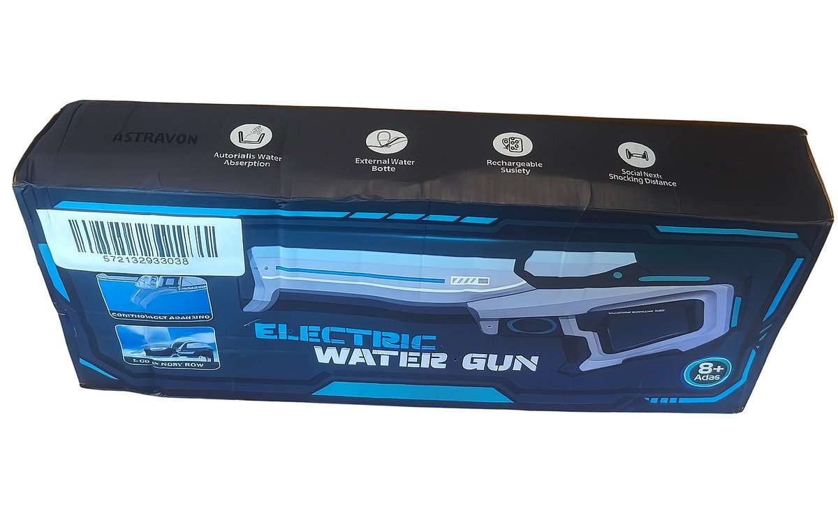 Astravon Elektrisch Waterpistool - Automatisch Waterpistool - Automatisch Vullen -Zomer Speelgoed - Watergevecht - Super Soaker - Oplaadbaar Waterpistool - Kinderplezier - Waterpret - Strand Speelgoed - Tuinspeelgoed - Elektrisch Speelgoed - Waterbat — afbeelding 6
