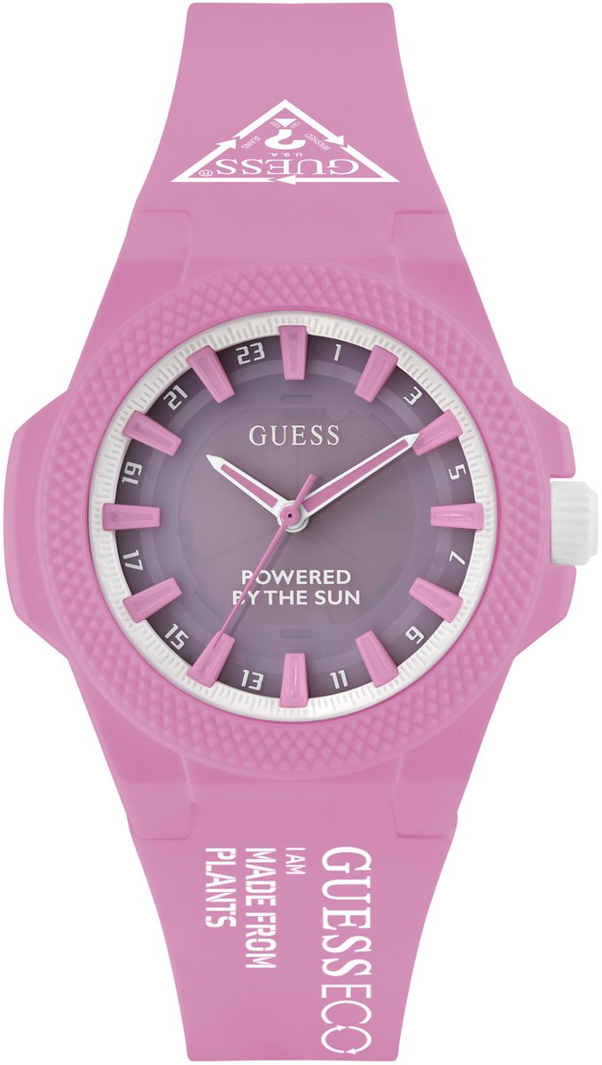 Guess Outspoken Kwarts Analoog Horloge Roze Kast: 100% Duurzaam Nylon | Armband: 100% Pu 40 mm GW0587L3