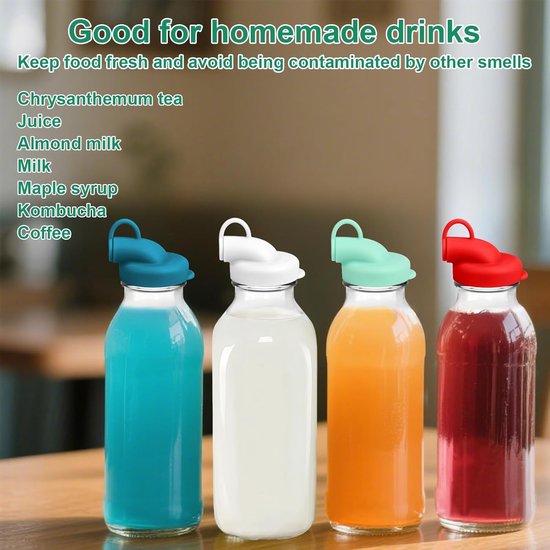 Bouchons En Silicone 48mm - Remplaçants Hermétiques Pour Bouteilles En Verre (Lait, Jus...) - Réutilisables