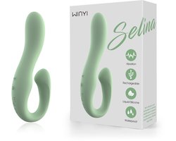 WINYI - Selina - luxe koppel vibrator - strapless strap-on vibrator - twee trillende uiteinden - G-spot, clitoris en anale stimulatie - oplaadbaar - waterdicht - matcha
