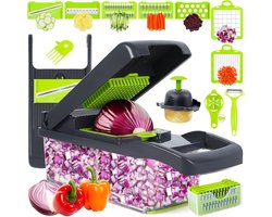 Groentesnijder-Mandoline- 8 in 1 Uitwisselbare Messen + Ingébéouwde Snijdcontainer-1 Stuk