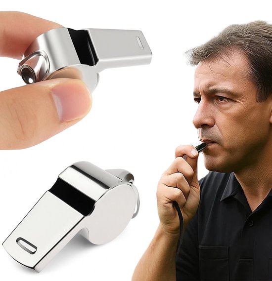 2x Sifflet d'arbitre I Sifflet Plein air I Sifflet de Sport I Sifflet d'arbitre I Sifflet I Avec Ring I Métal I Argent