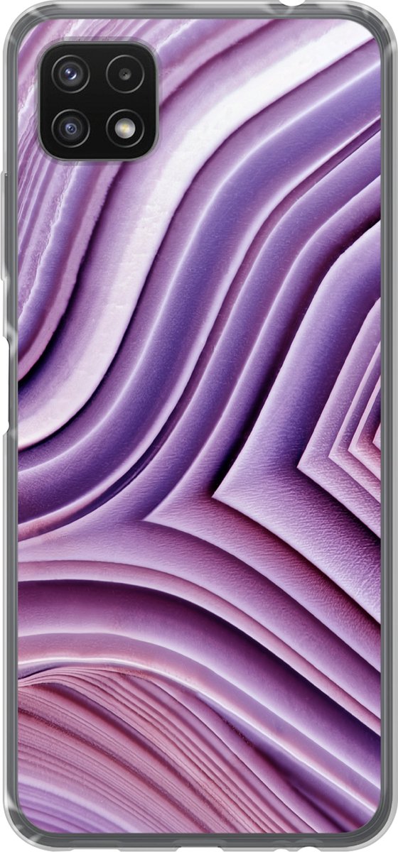 Telefoonhoesje Geschikt voor Samsung Galaxy A22 5G hoesje - Natuursteen - Close up - Wit - Siliconen Telefoonhoesje Telefoonhoesje