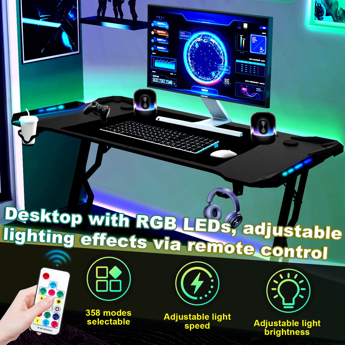 Gaming Bureau met LED Verlichting - Game Bureau