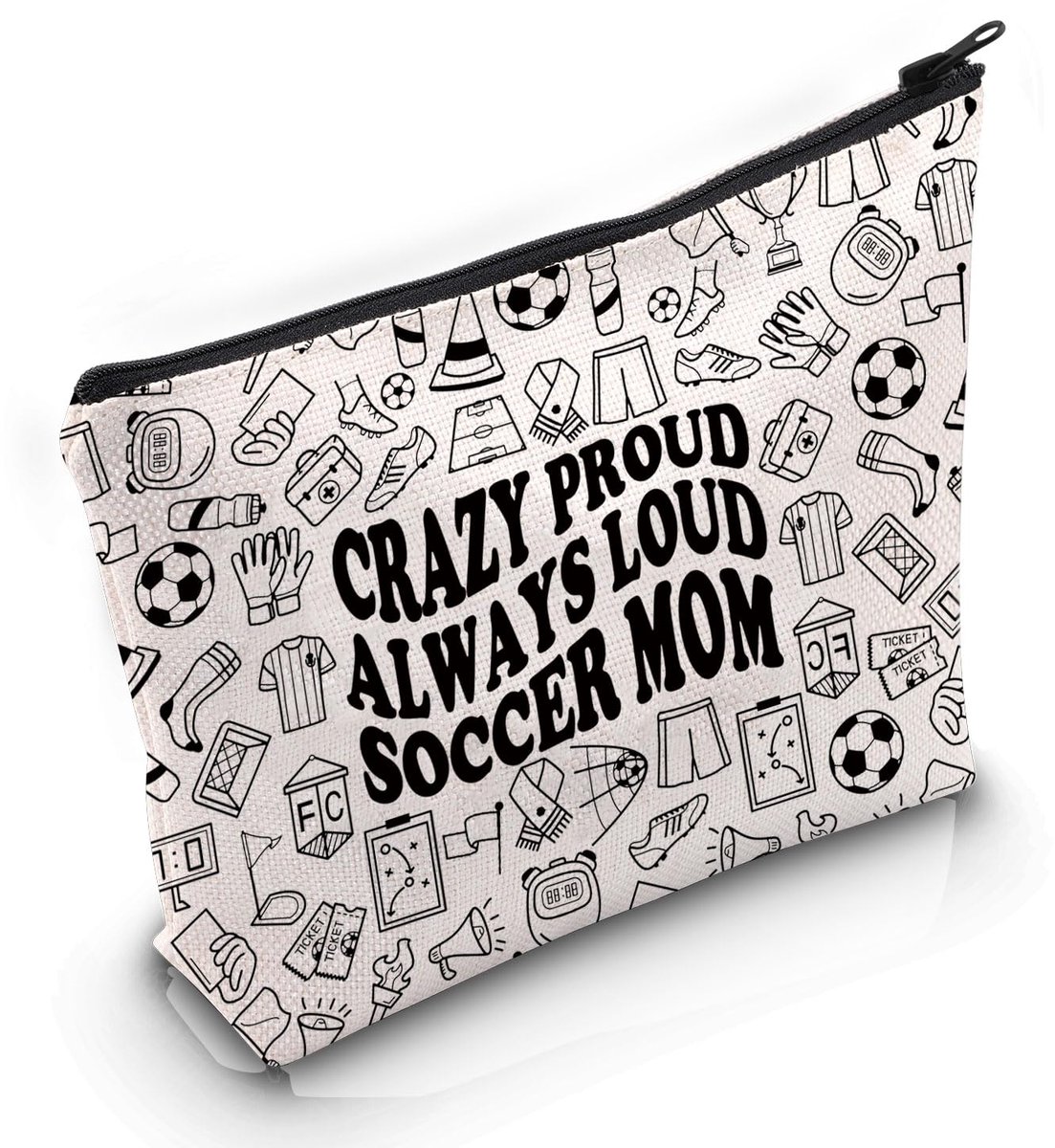 Voetbal Moeder Waardering Gift Altijd Luid Voetbal Moeder Make-up Tas Voetbal Moeder Leven Cosmetische Tas Voetbal Mama Gift, Luid Voetbal Moeder Tas