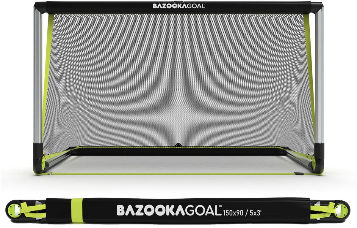 BazookaGoal Aluminium Pop-up Voetbaldoel – 150 x 90 cm - Zilver/zwart