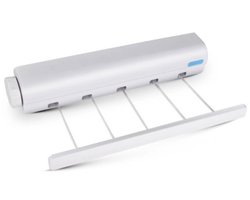Cuhostki - 5 Waslijnen - Wandwaslijn Met Continu Uittrekbaar - Roldrooglijn - Wit - Praktisch Rolsysteem Voor Wandmontage Incl. Bevestigingsmateriaal