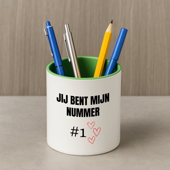 Hacebo® - Jij bent mijn nummer één Pennenbakje - Liefde - Iemand die je in het zonnetje wilt zetten - pennenhouder - nummer 1 - leuke cadeau - kado - verjaardag - geschenk - Pennenbakje groen