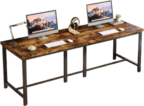 SureDeal® dubbel bureau – 200x70x75 cm – bruin – industrieel