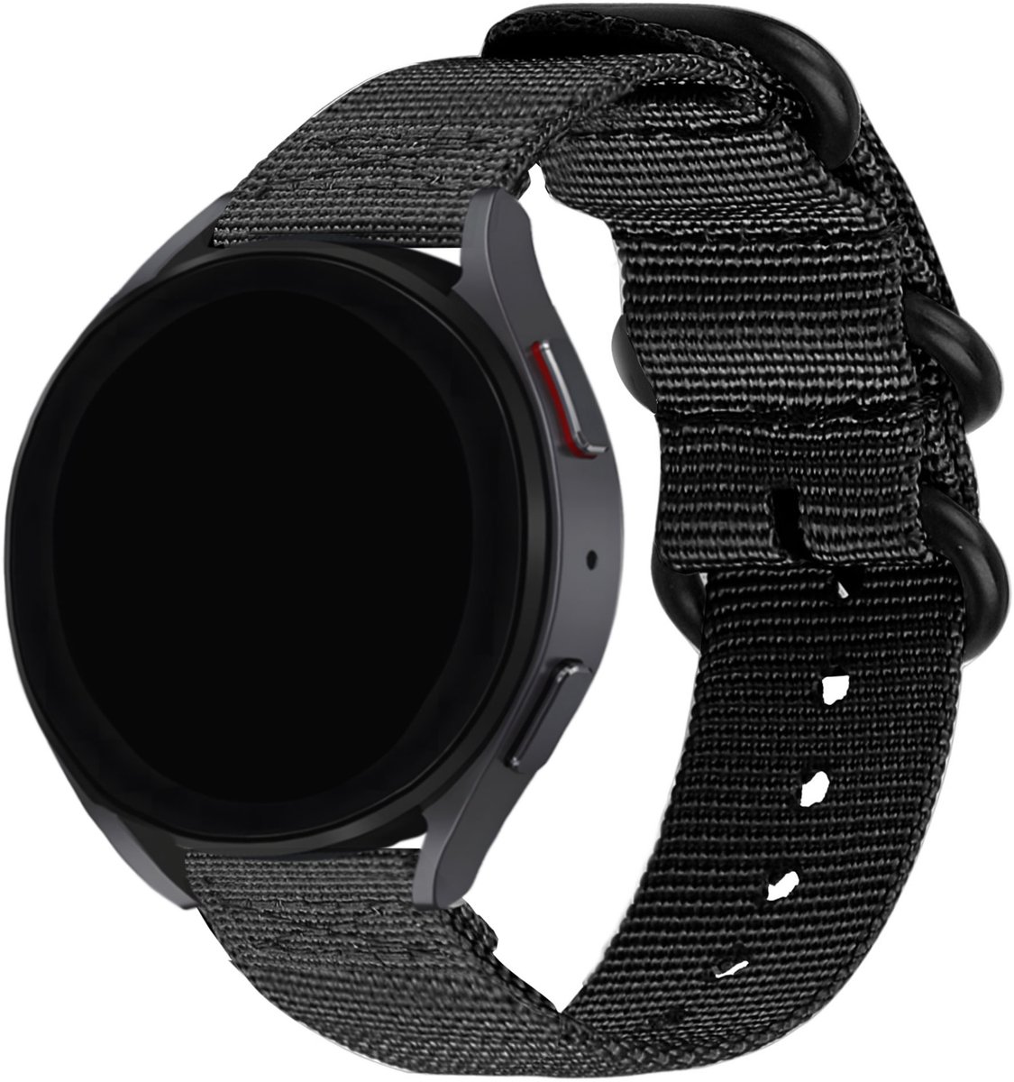 BALR 22mm nylon band met gesp (zwart) – Compatibel met Samsung Galaxy Watch 46mm/3/GEAR S3, Huawei GT 2/3/Pro, Amazfit GTR, Polar Grit/Vantage, Fossil Gen 5/6, OnePlus Watch, Xiaomi Mi/S1 – Ademend horlogebandje met sportieve look