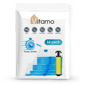 Set complet Sacs de rangement sous vide robustes 13 PIÈCES avec soupape Turbo - De haute qualité, peu encombrant et réutilisable - Sac sous vide - 4 tailles pratiques - Comprend des sacs XL et une pompe à vide