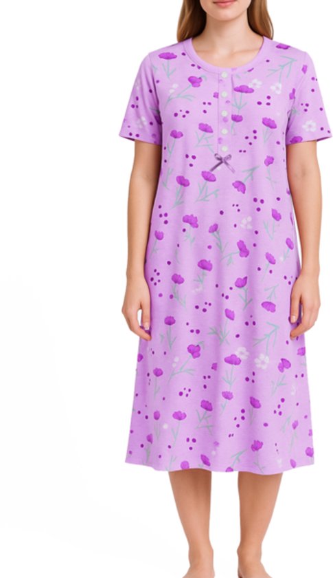 Chemise de nuit femme manches courtes avec imprimé pique gris rose XL