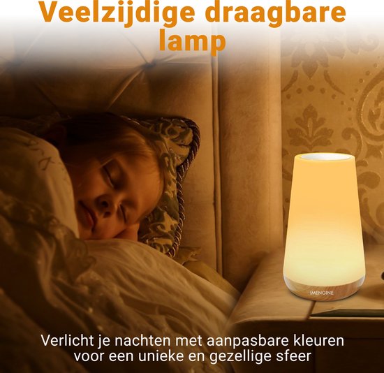 IMENGINE® Nachtlampje - Met Afstandsbediening- Wit Warm licht en 13 RGB kleuren - Touch Control - Wake-up Light - LED verlichting - Leeslamp - Tafellamp - Bedlamp voor Baby, Kinderen & Volwassenen - Dimbaar - 15CM van IMENGINE — afbeelding 2