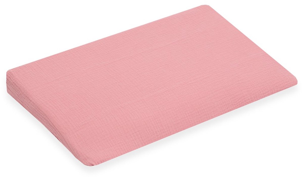 NEW BABY - Kussensloop - Mousseline kussensloop 59x37 cm roze katoen - babykussen - wigkussen - zacht - huidvriendelijk - wasmachinebestendig - ademend - hypoallergeen - comfortabel