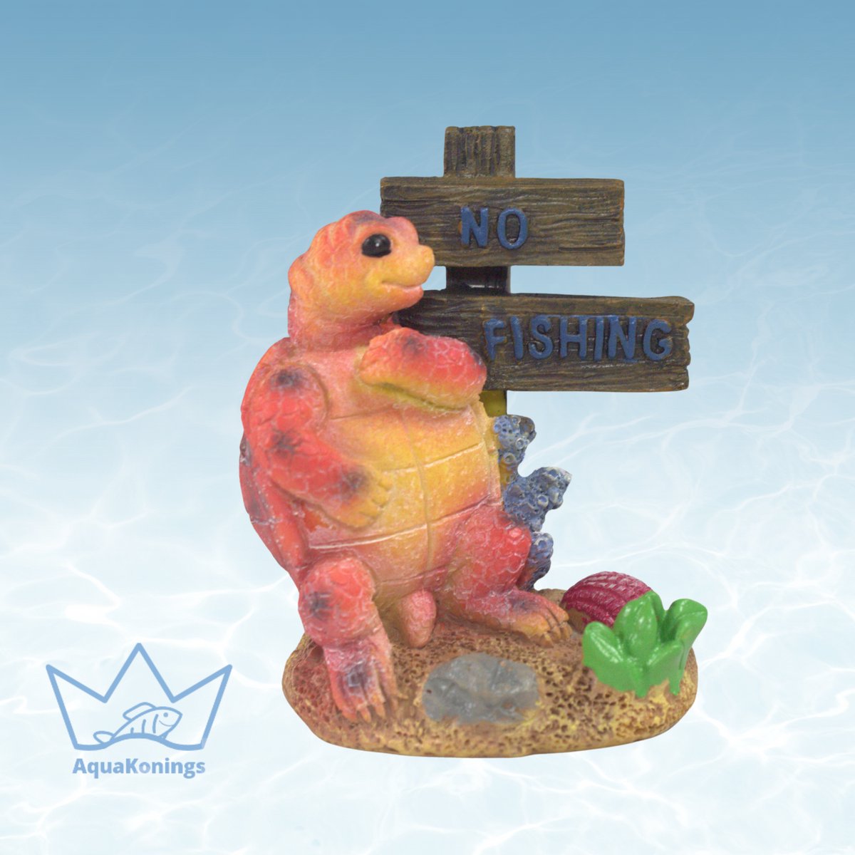 AquaKonings - Aquarium decoratie - Ornamenten - No fishing schildpad - 7x5.5x9