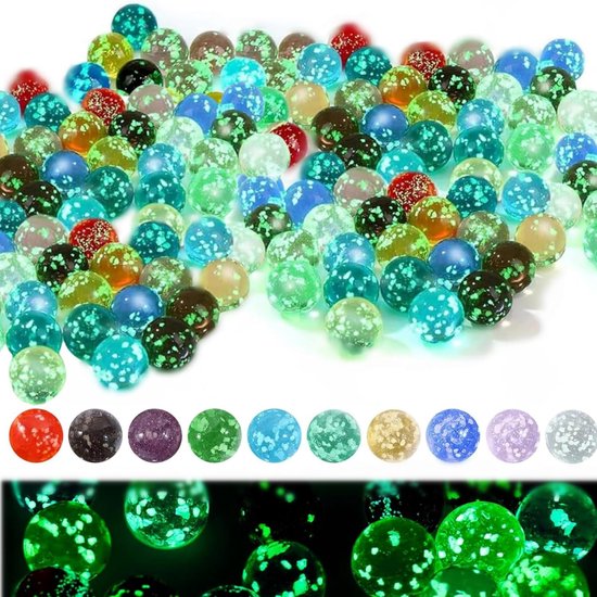 30 Stukken Glazen Knikkers - 1.5cm Kleurrijke Glazen Knikkers - Glow in the Dark voor Knikkerbaan Spel - Knikkerbaan Accessoires - DIY en Huisdecoratie