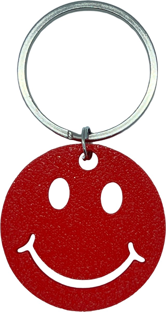 Smiley sleutelhanger Rood 4 cm