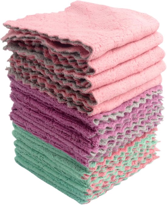 Foto: Roellgs dishcloths 15 pieces super absorbent coral fleece kitchen towel cleaning cloths reusable tea towels premium microfibre cleaning cloth non stick oil washable quick dry 30x30cm