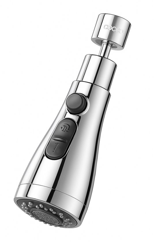 Aérateur de robinet 3 en 1 COCHO avec tête de pulvérisation pivotante – Réglable à 360° – Anti-obstruction – Installation facile