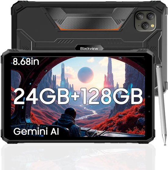 Blackview Active 5 - Tablet - 24GB RAM - 128GB ROM - Dual 4G SIM+WiFi - 8.68 inch - 6600mAh - Octa Core - Android 15 Bluetooth 5.2 - NFC - OTG - Zwart