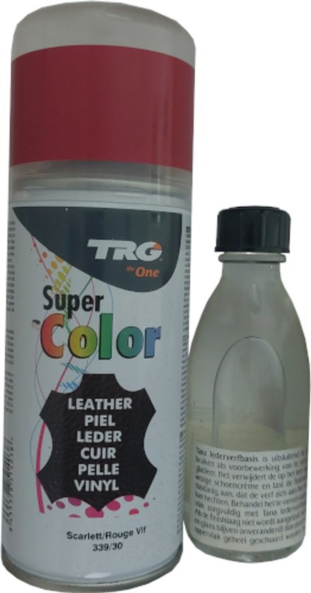 TRG Super Color Teinture Aérosol 150ml Cuir, Vinyle Et Toile - Change Couleur Même Blanc Sur Noir