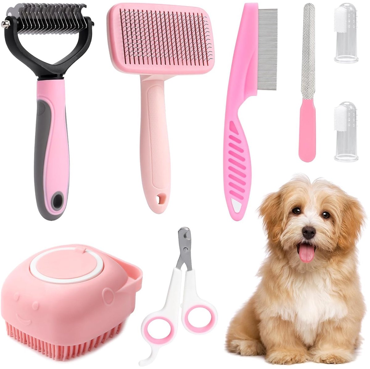 Ibenzoa® Complete Verzorgingsset voor Honden met Zelfreinigende Borstels en Accessoires voor Gezonde Vacht